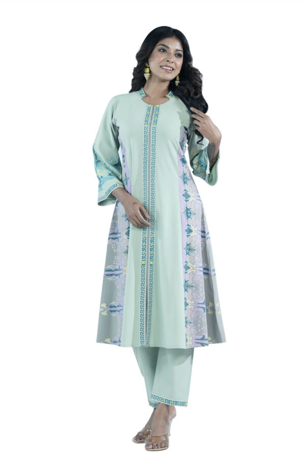 Sage Green Cotton Printed Kurti