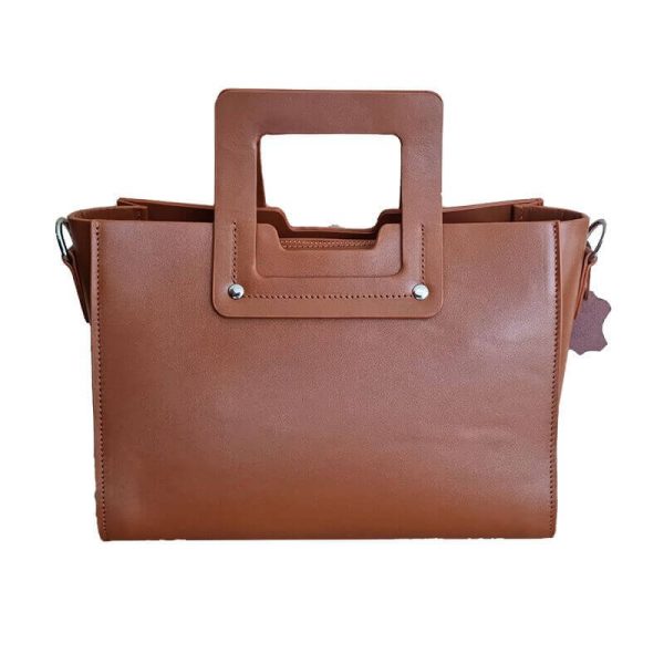Tan Color Square Leather Handbag