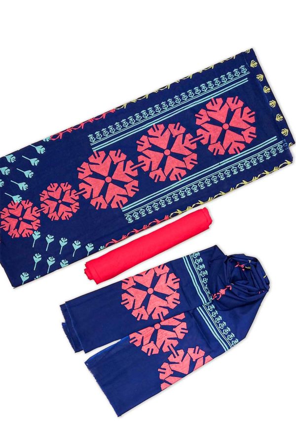 Navy Blue Voile Printed Salwar Kameez Set