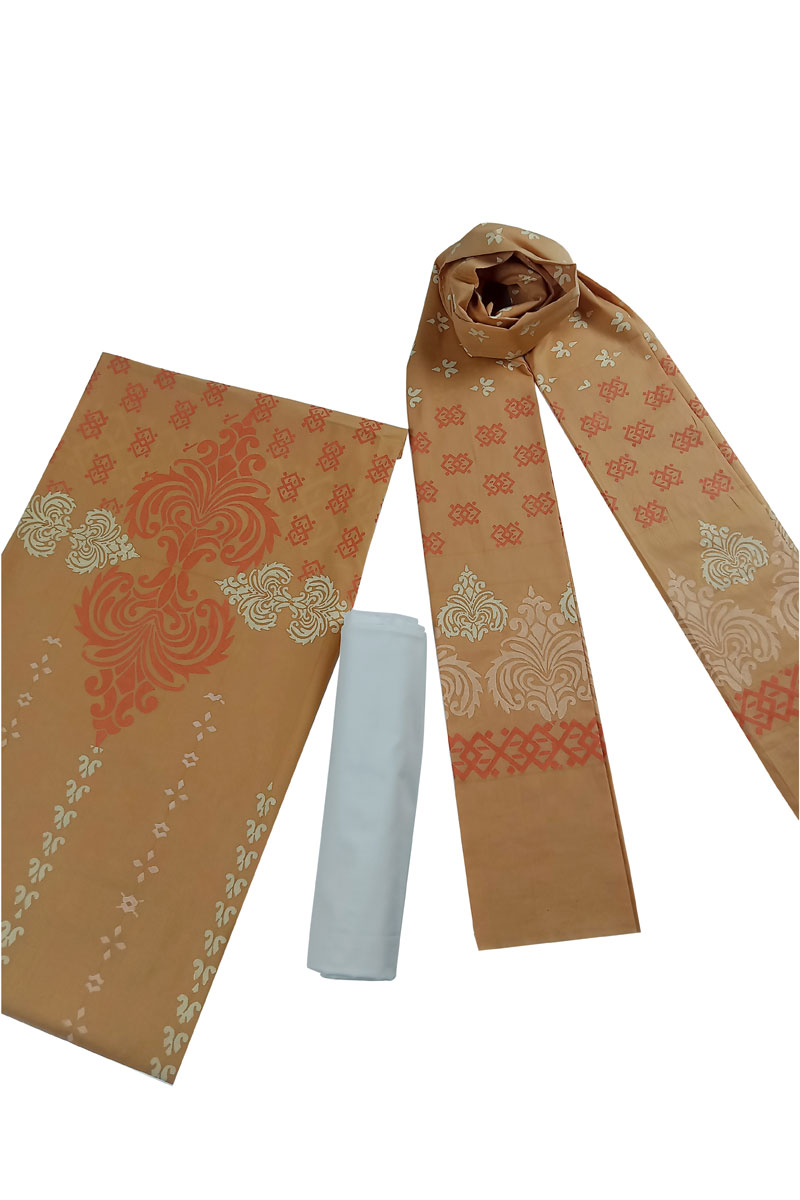Brown Voile Printed Salwar Kameez Set