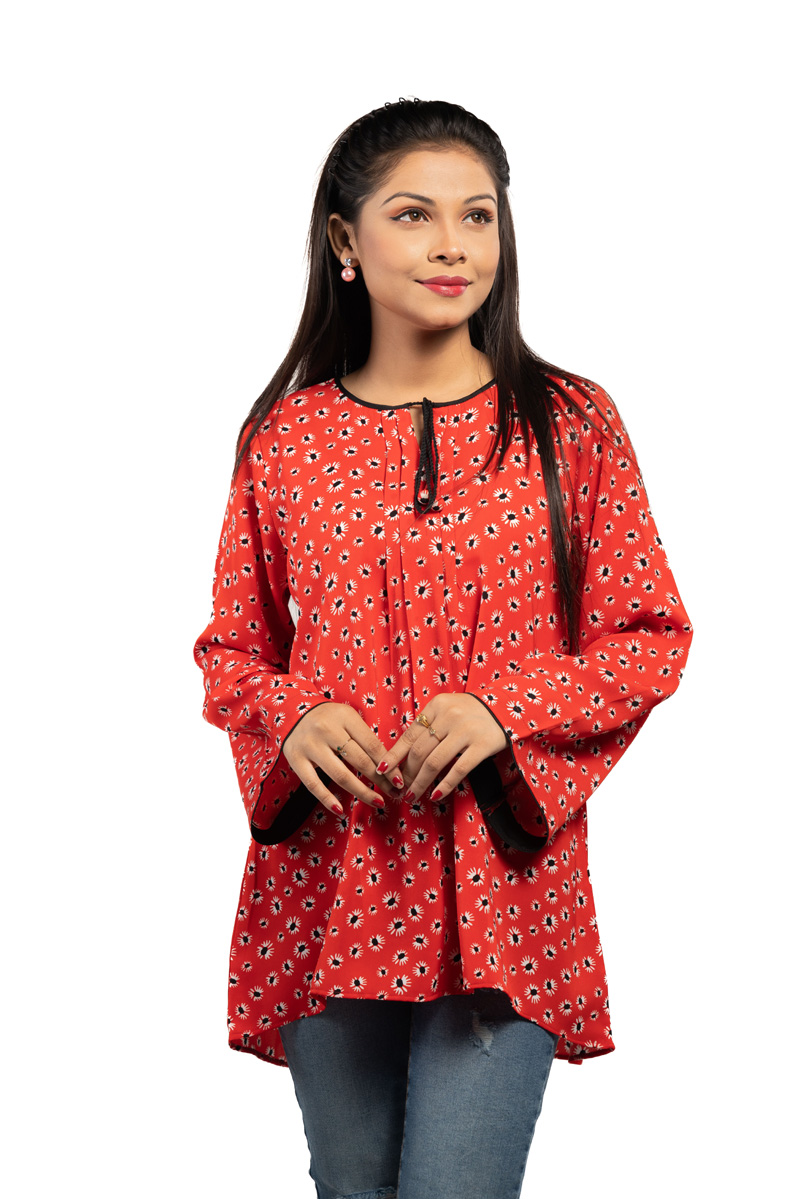 Red Georgette Printed Top