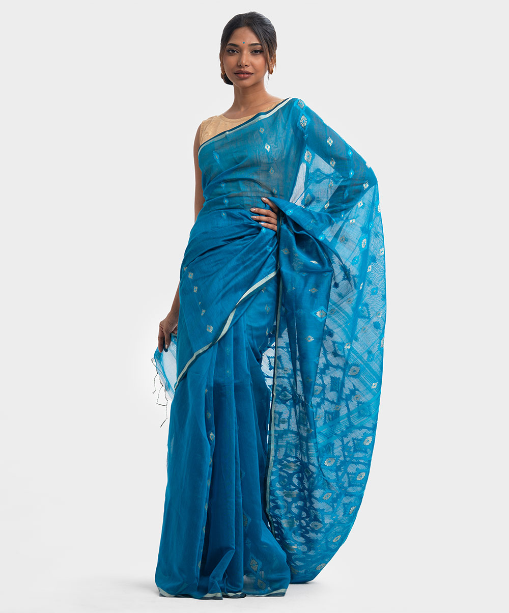 Blue Half-silk Saree