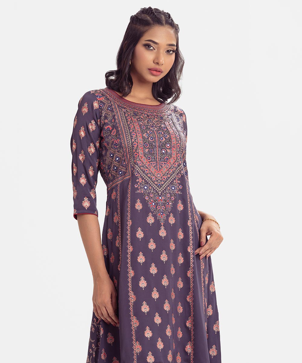Blue Crepe A-line Tunic