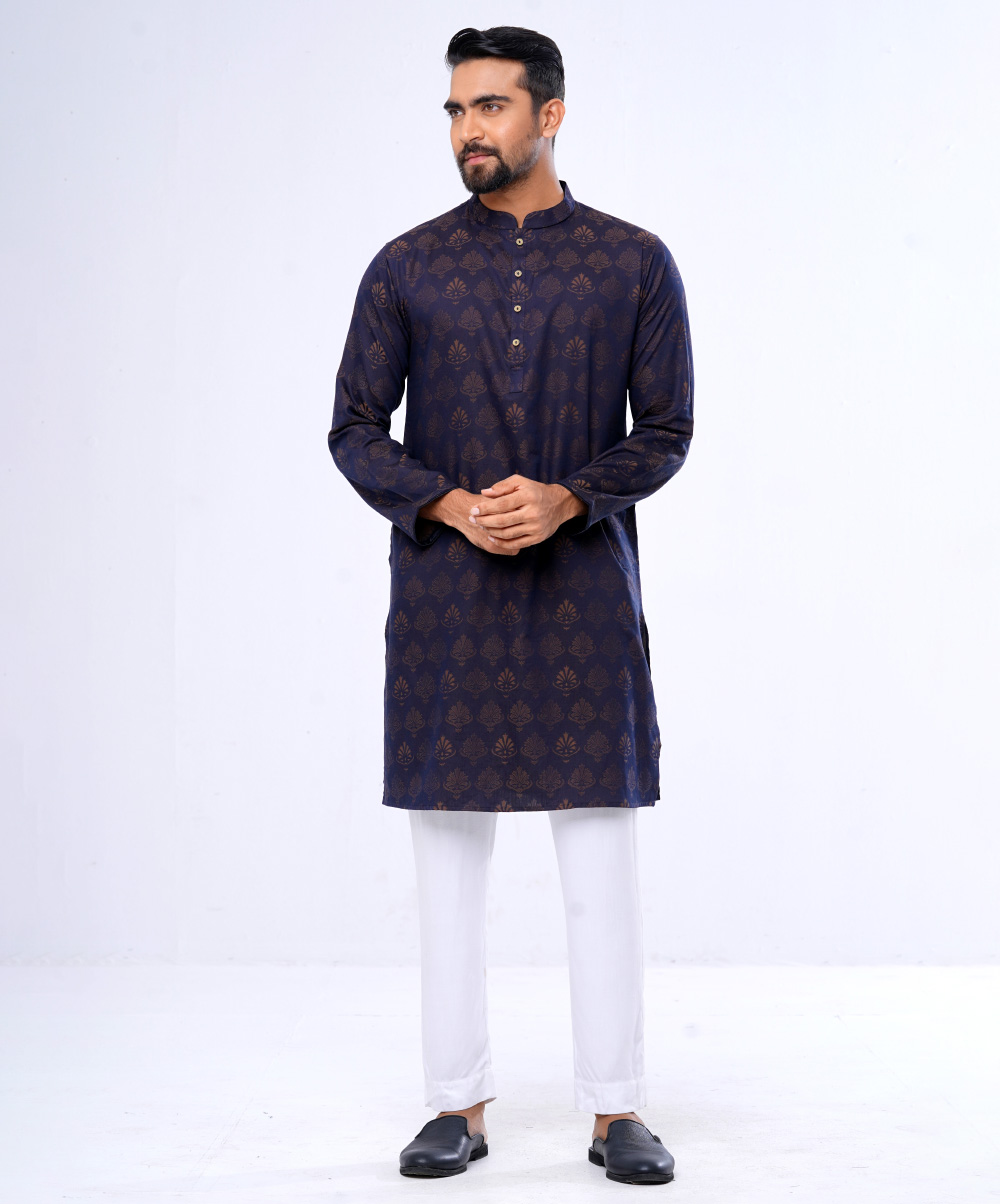 Semi Fitted Jacquard Cotton Panjabi