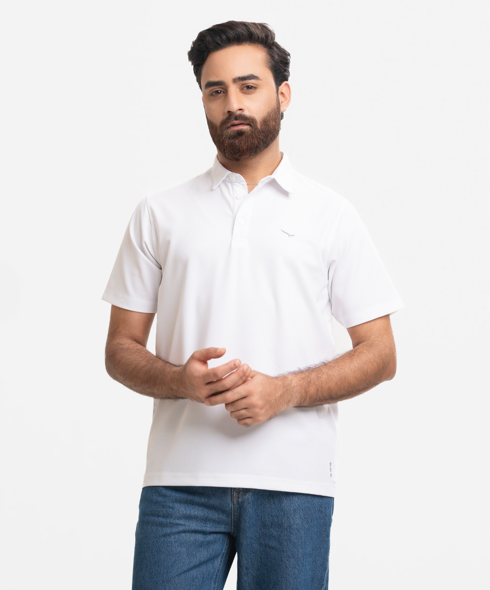 White Cotton Pique Polo