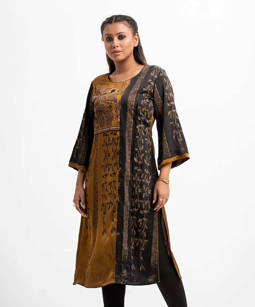 Olive A-line Crepe Kameez