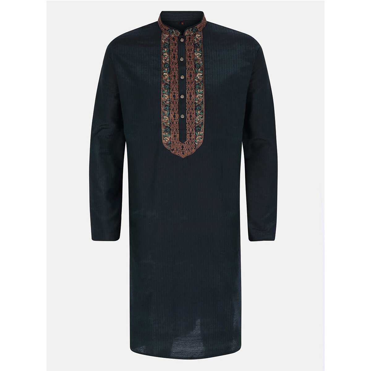 Bottle Green Dual Tone Erri Embroidered Joysree Silk Panjabi