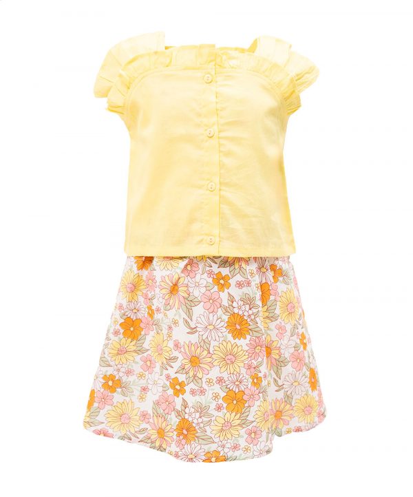yellow Skirt Tops Set
