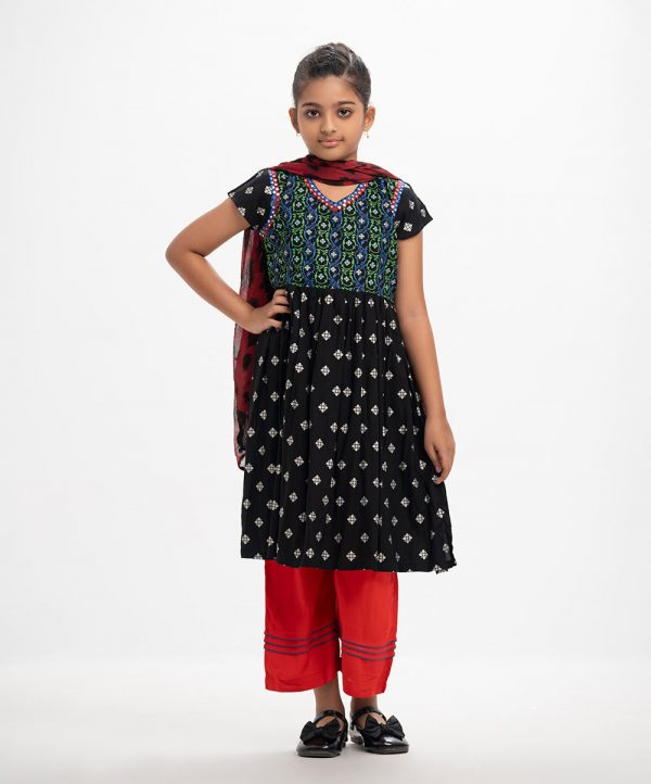 Black Viscose A-Line Salwar Kameez