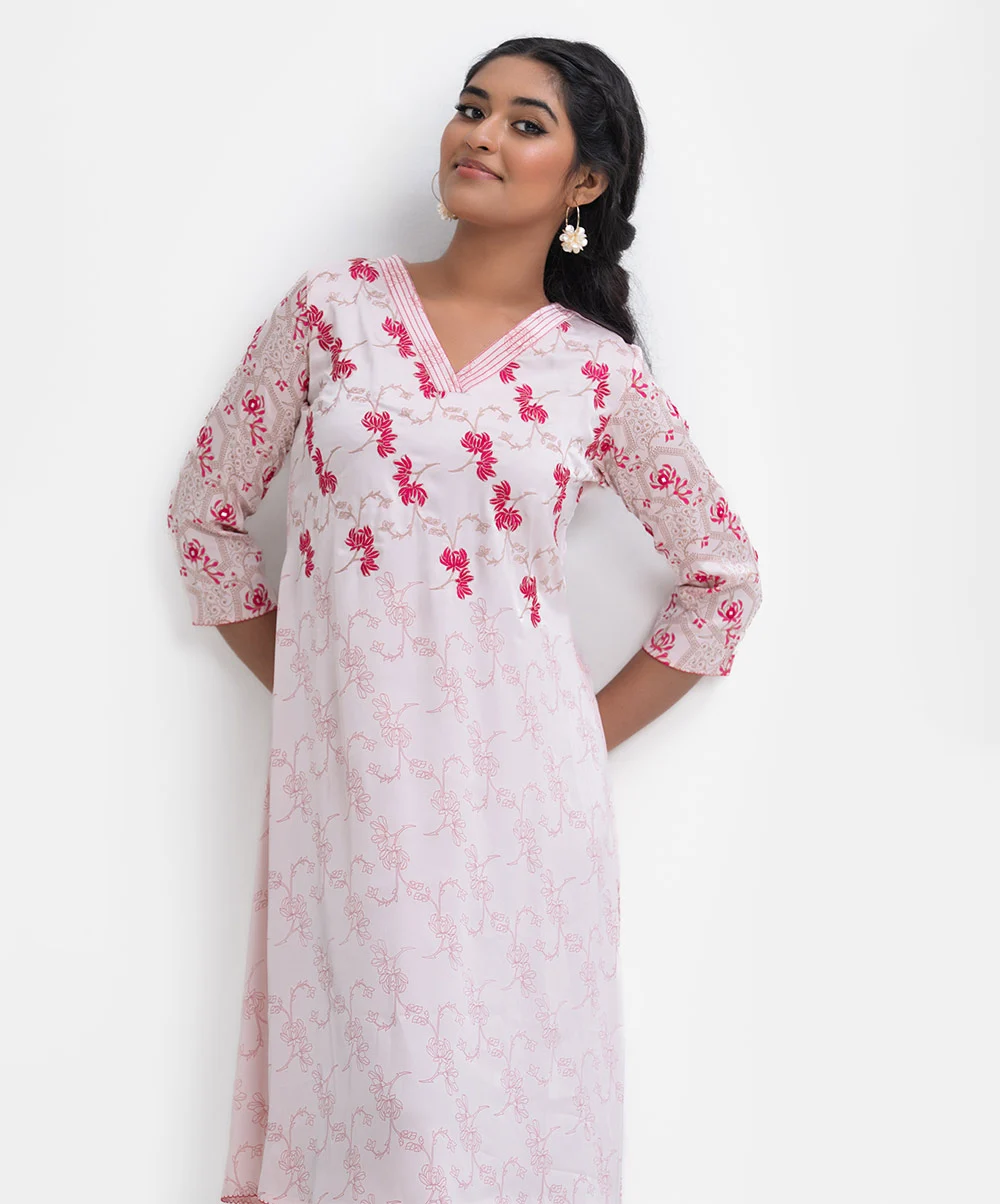 Pink Georgette A-line Kameez