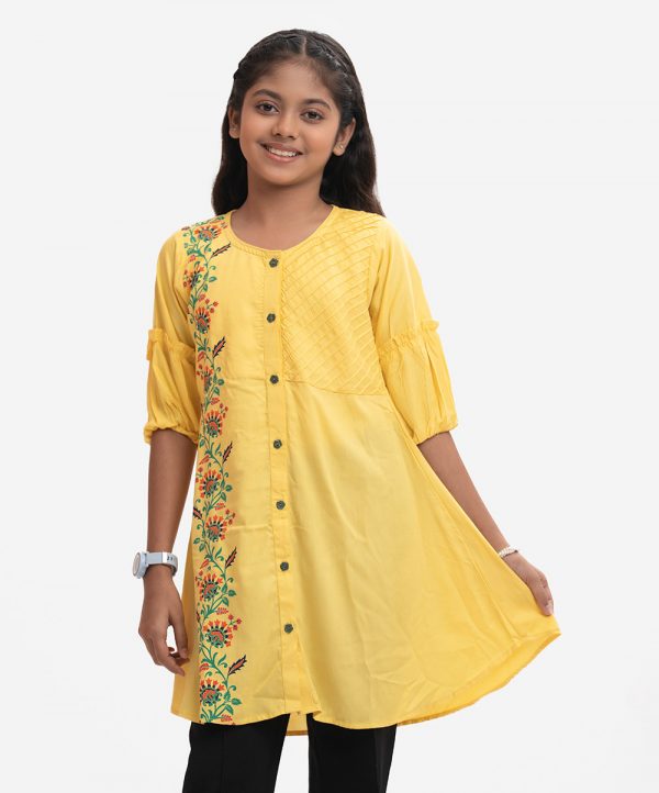 Yellow Viscose Kids Tunic