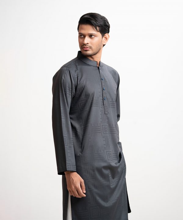 Ash Bamboo Jacquard Semi Fit Panjabi