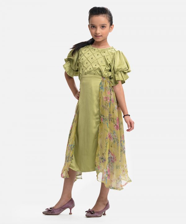 Green Georgette Layered Frock