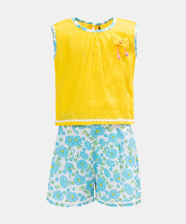 Yellow Cotton Top Bottom Set