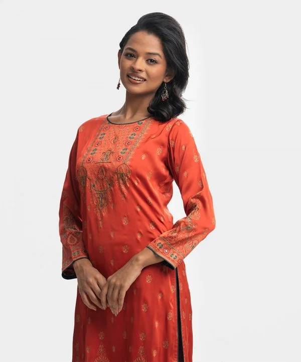 Terracotta Blended Straight Kameez