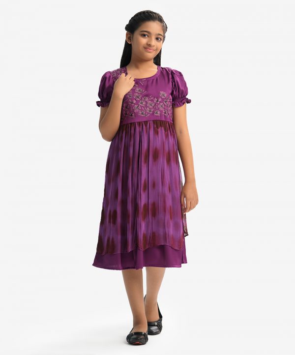 Purple Georgette A-line Frock