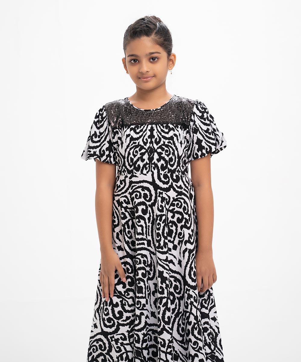 Black & White Viscose A-line Frock