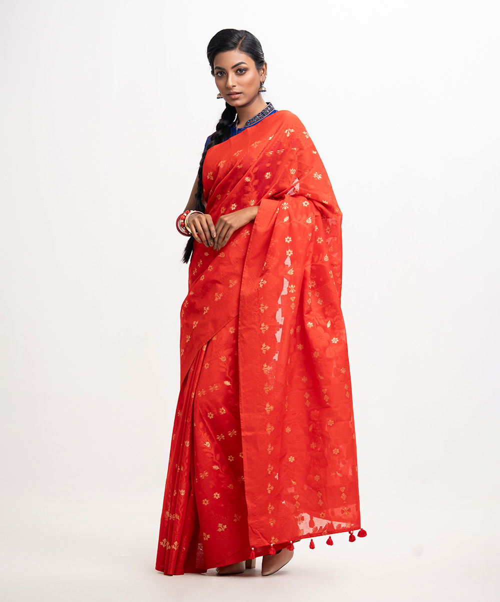 Red Half-silk Saree