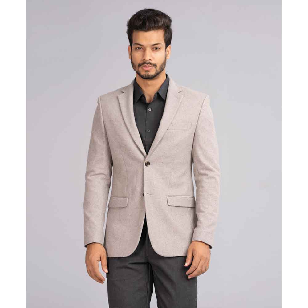Grey Fitted Business Formal Blazer