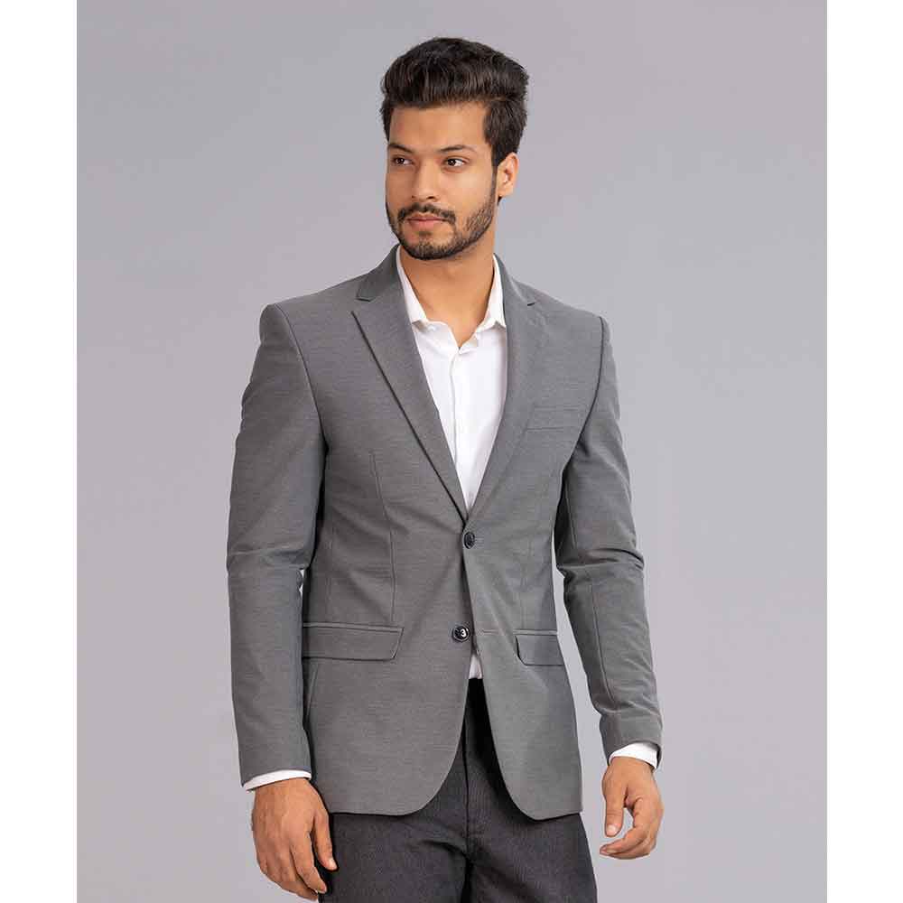 Grey Fitted Business Formal Blazer