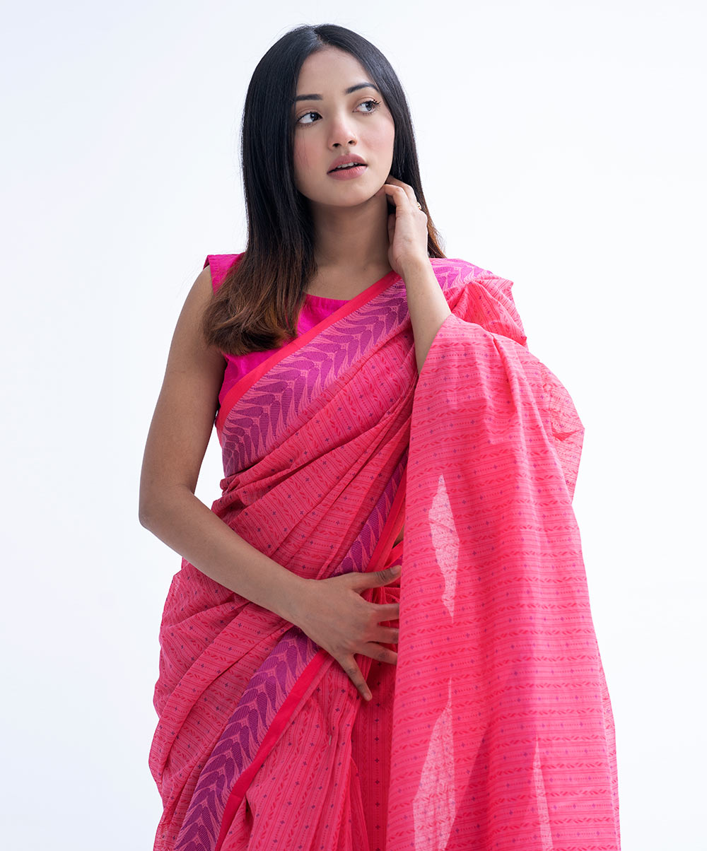 Pink Cotton Saree