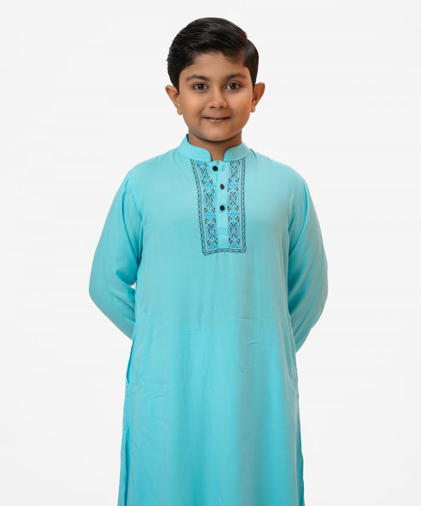 Sky Blue Viscose Kids Panjabi