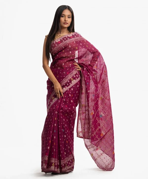 Purple Half-silk Saree