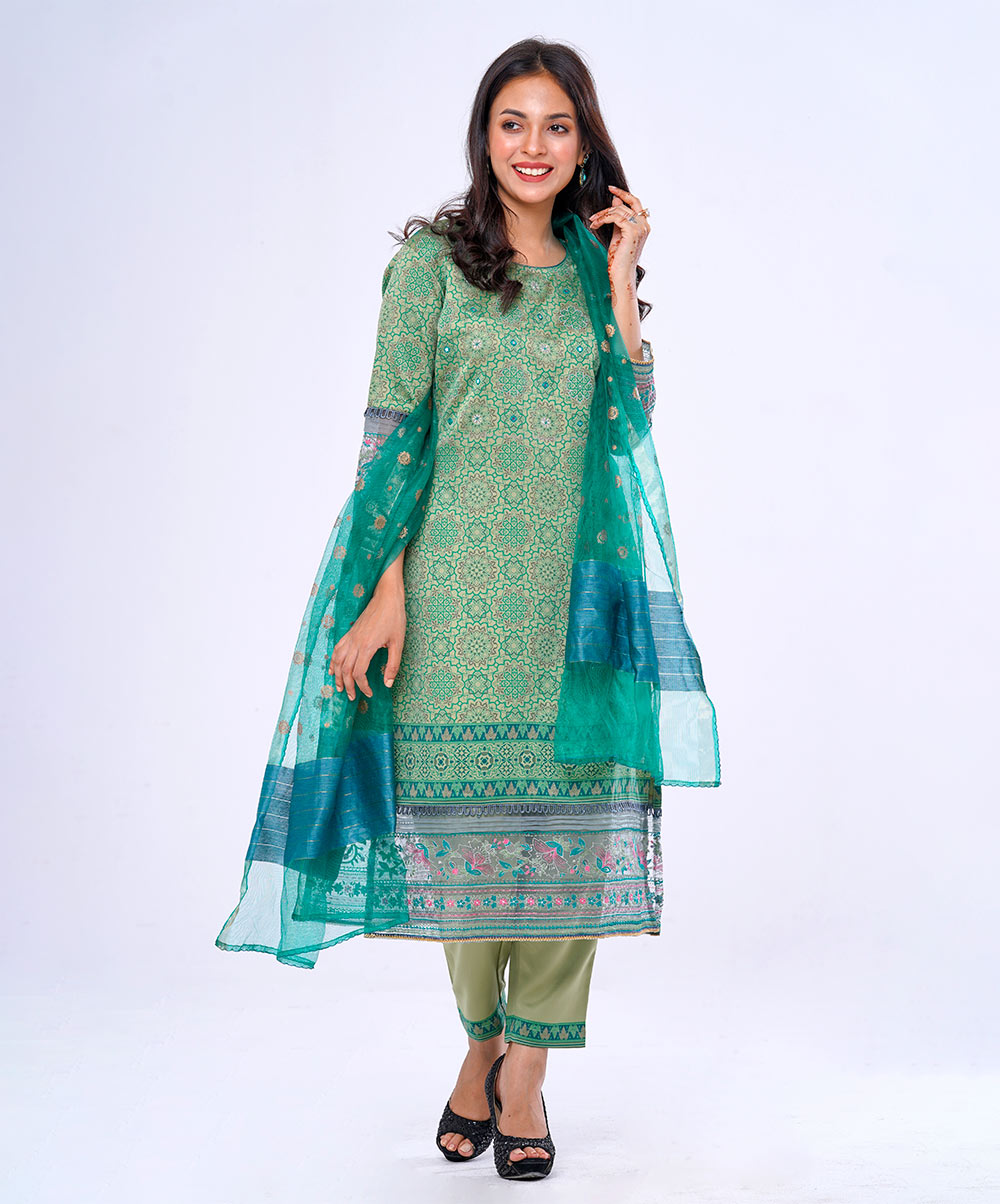Green Crepe Salwar kameez