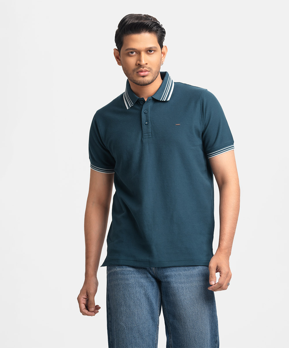 Teal Green Cotton Pique Polo
