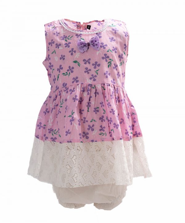 Pink Cotton A-line Frock