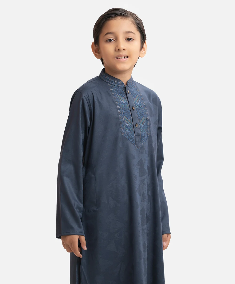 Blue Bamboo Jacquard Panjabi