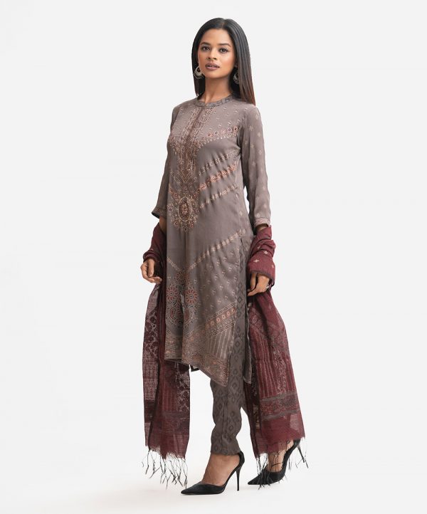 Gray Joom A-line Salwar Kameez