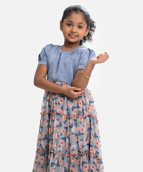 Gray Georgette Tiered Frock