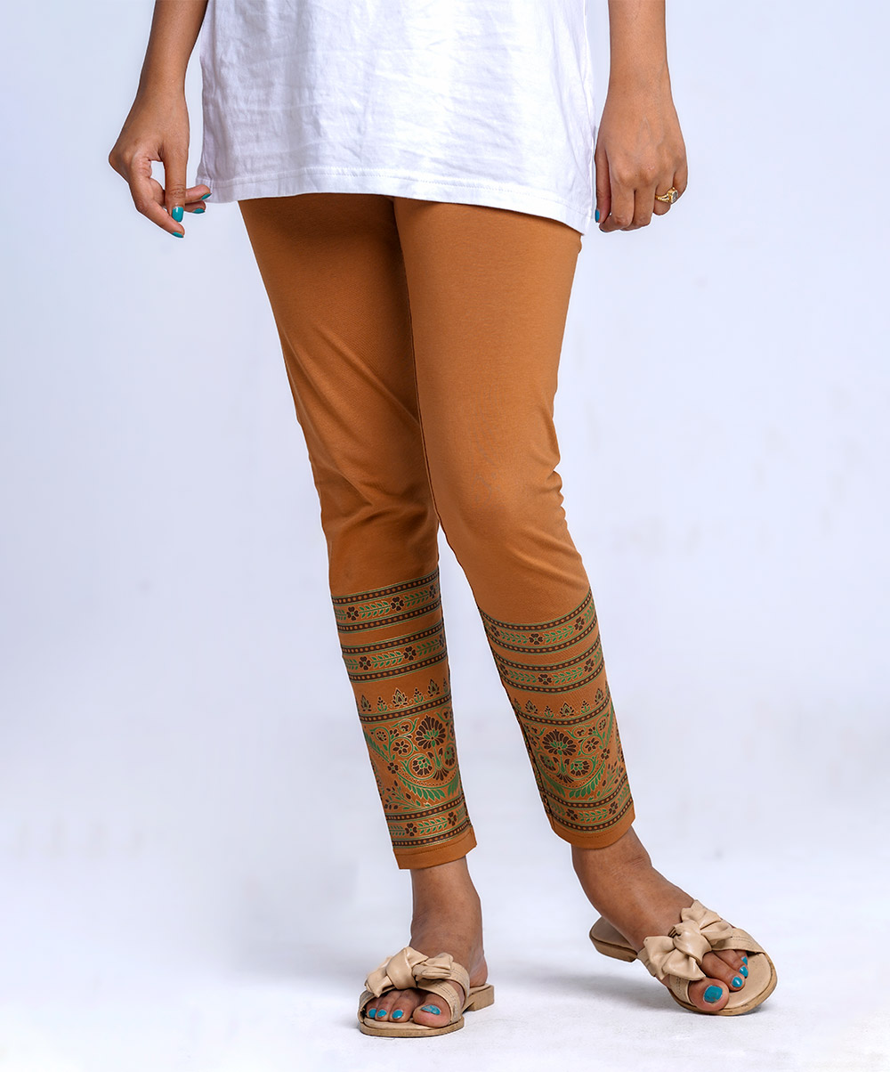 Brown Cotton Knit Leggings