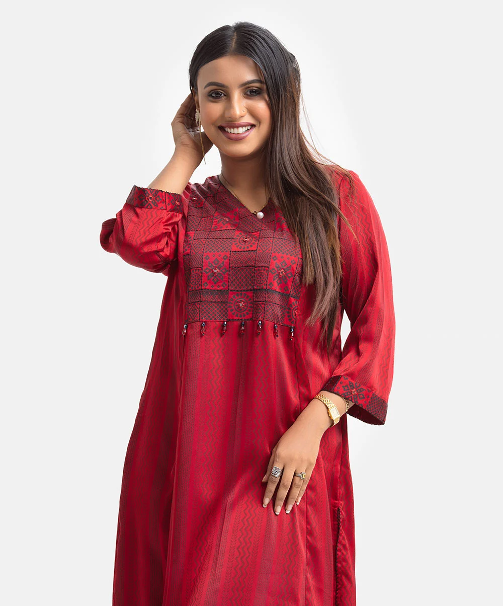 Maroon Georgette A-line Tunic
