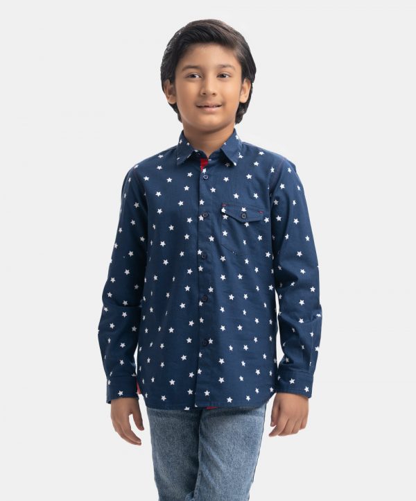 Blue Cotton Long Sleeve Casual Shirt