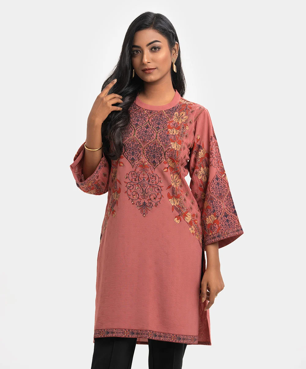 Pink Georgette A-line Kameez