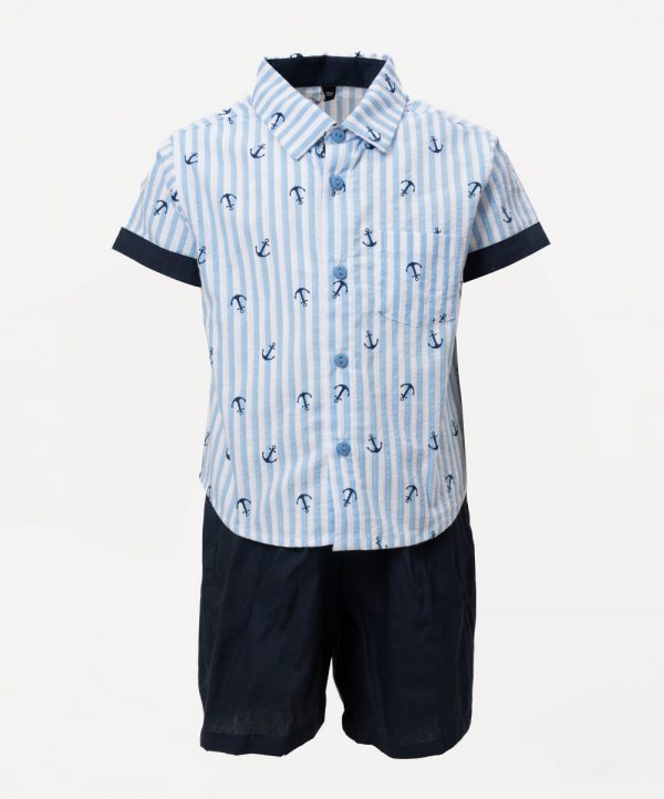 Blue Cotton Shirt Pant Set