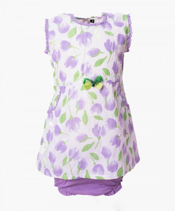 Purple Cotton A-line Frock
