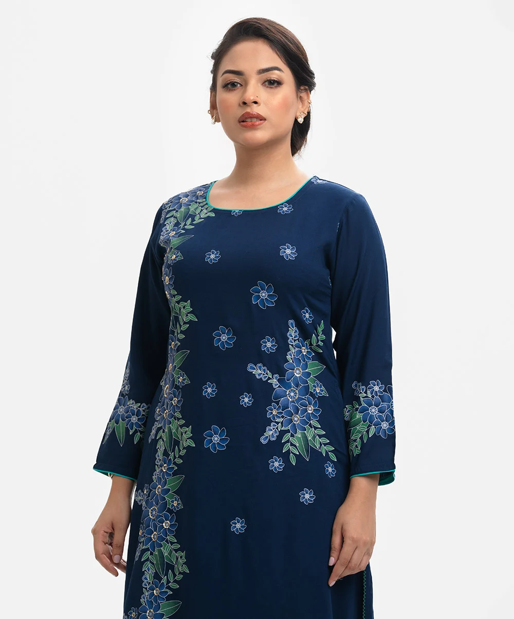 Navy Blue Viscose A-line Tunic