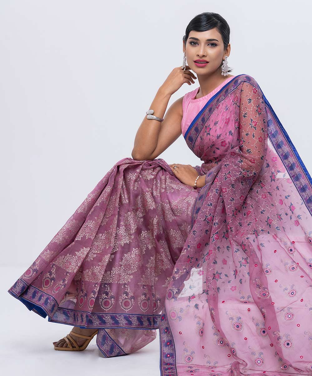 Purple Muslin Silk Saree