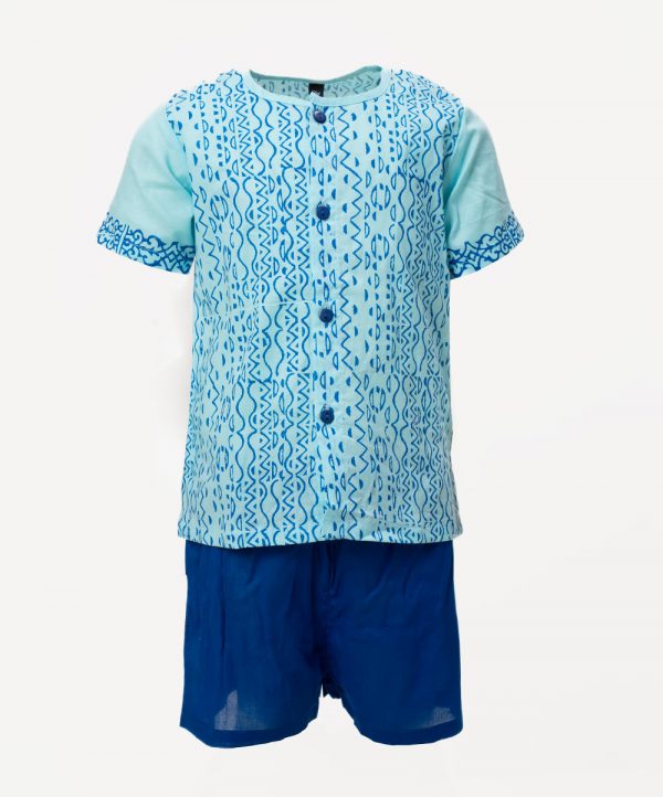 Sky Blue Cotton Fotua Pant Set