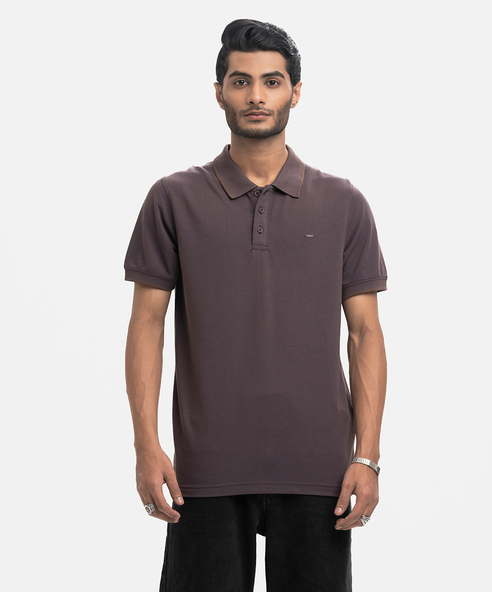 Coffee Cotton Pique Polo