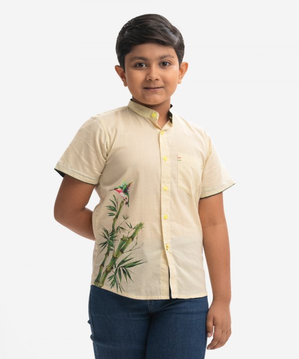 Yellow Cotton Kids Casual Shirt
