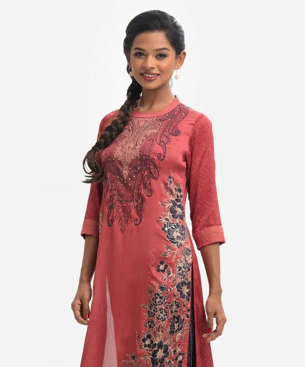 Pink Georgette Straight Kameez