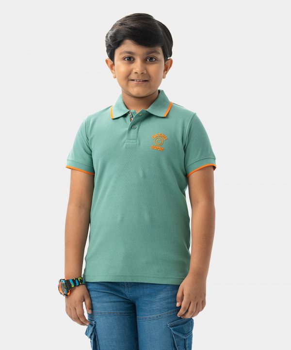 Green Pique Short Sleeve Polo