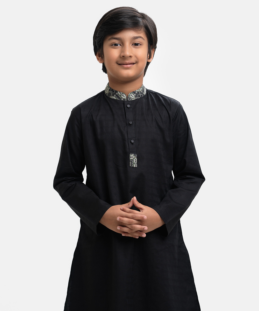 Black Jacquard Kids Panjabi
