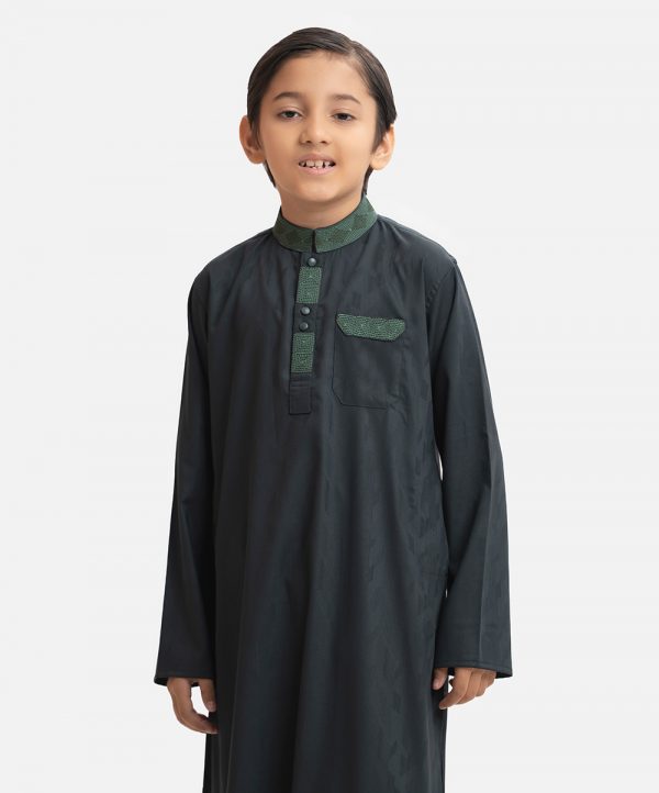 Green Jacquard Kids Panjabi