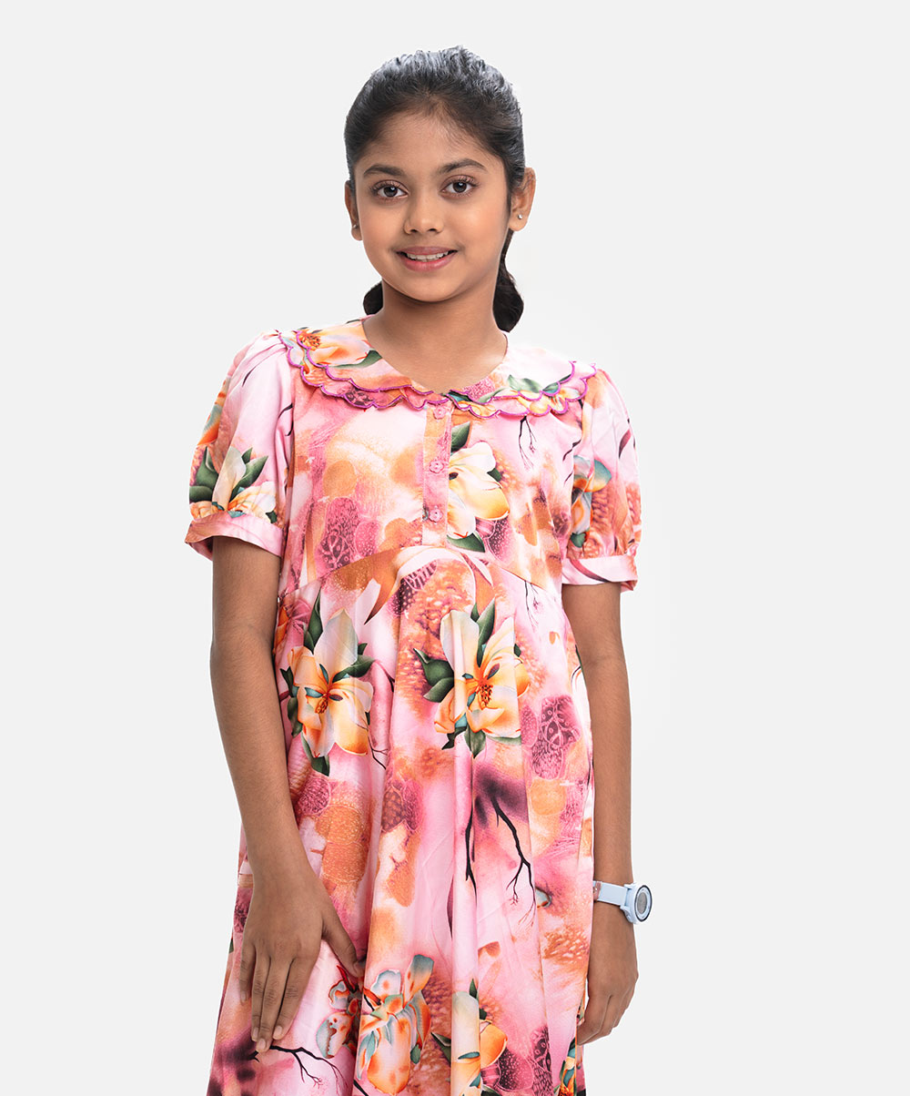 Pink Satin A-line Frock