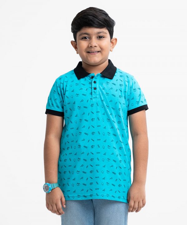 Teal Blue Pique Short Sleeve Polo